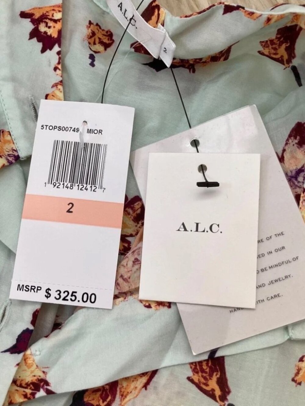 A.L.C. Shira Floral Print Mock Neck Blouse 1380 - Picture 4 of 13